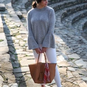MANGO Grey Bell Sleeve Sweater